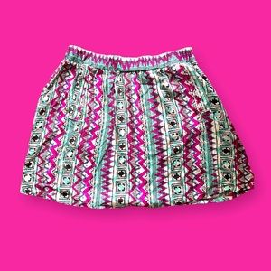 Forever 21 | Vintage Womens Skirt With Abstract Roman Greek Zig Zag Teal Pink L